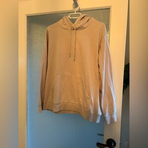 Matching Beige Sweatsuit Set: Hoodie with Front Pocket & Matching Sweatpants